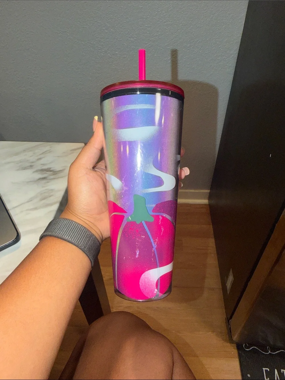 Starbucks 2023 halloween camera flash-activated holographic/ iradescent pumpkin